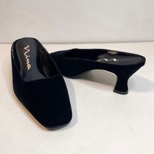 Vintage Nina Velvet Square Toe Kitten Heel Mules 8